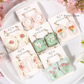 Puocaon Vintage Frames Clay Cutters - 10 Pcs Boho Polymer Clay Cutters, Frame Window Pineapple Shape Cutter Kit for Jewelry Earring Necklace Making