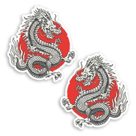 2X 10cm Chinese Dragon Vinyl Stickers - Tattoo China Sticker #70649