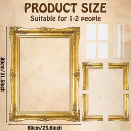 Large Photo Booth Props 32 x 24 Inch Gold Picture Selfie Frame Vintage Photo Frame Creative Friends Party Photo Props Accessories for Wedding Bridal Shower Bachelorette Birthday Party Supplies Decor
