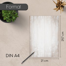 Writing Paper Set Wood Motif, 50 Sheets 90 g/m², DIN A4, Stylish Writing Paper, Versatile, Brown, Beige, Natural, Birthday Certificate Menu, dv_210