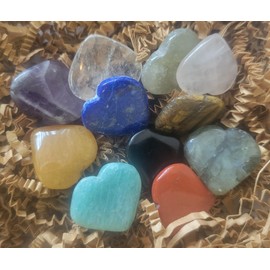 Pachamama Essentials Healing Crystal Stones Love Heart Shaped Crystal Stones Bulk Natural Palm Pocket Stones Reiki Crystal Gemstones 11 Pcs (Multicolor)