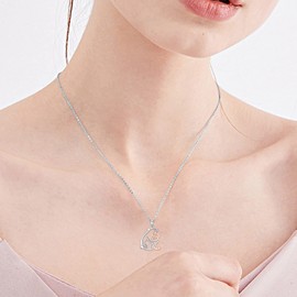 Bear Necklace 925 Sterling Silver Mother Child Polar Bear Pendant Necklace Cute Animal Bear Mum Children Jewellery Thanksgiving Mother's Day Gift, Sterling Silver