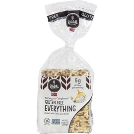 Sigdal Bakeri Gluten Free Everything Norwegian Crispbread | Baked with Garlic & Onion | Non GMO, Vegan, Sugar Free, High Fiber, Low Carbs, High Protein | 8.29 oz (235g) (Pack of 4)