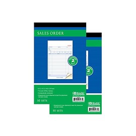 BAZIC Sales Order Book, 50 Sets 5 9/16" x 8 7/16" 2-Part Carbonless, White & Canary, Bound Wraparound Cover (50 Sets/Pack), 2-Packs