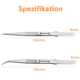 Bestgle 2 Piece Tweezers Set Model Making Adjustable Tweezers with Lock Stainless Steel Tweezers Repair Tool for Jewellery Electronics and Industry