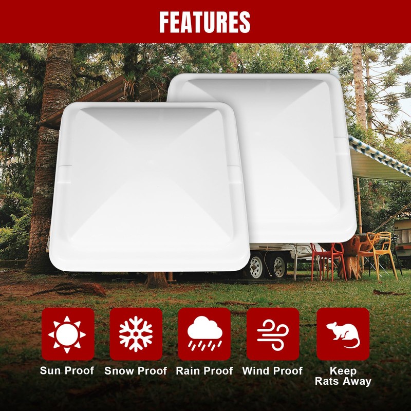 Jack Boss 2 Pack Set RV Vent Covers for Roof,