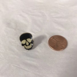 SKULL Vintage Enamel Hat Lapel Pin Tie Tack 1980's New Old Stock