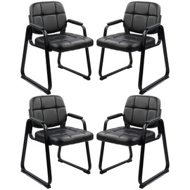 CLATINA Waiting Room Office Guest Chair with Padded Arms, Reception Meeting Conference Waiting Room Lobby Home Desk Big and Tall Executive Office Chair, Black (4 Pack)