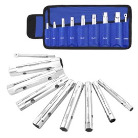 WORKPRO 9-Piece Shower Valve Socket Wrench Set with Bar Handle, for Bathroom Removal of Tub and Shower Valves, Home Plumbing Repairs, Double-Ended, Storage Bag Included