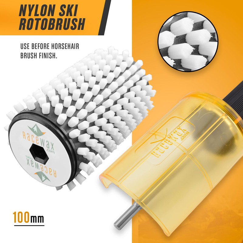 RaceWax 100mm Roto Brush Ski Wax Kit SnapOut Quick-Change Axle