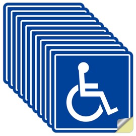 Handicap Sign Sticker - 10 Pack 6"x6" Disabled Wheelchair Signs - Handicap Decal-ADA Compliant- Premium Self-Adhesive Vinyl for Applying inside the Car, Window or Glass Door- Reflective, UV Protected, Waterproof