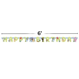 Multicolor Paper Jointed Banner (Pack of 1) - 6 ft. - Adorable Bluey Design, Perfect Decoration For Birthday Parties, Themed Events, & Celebrations