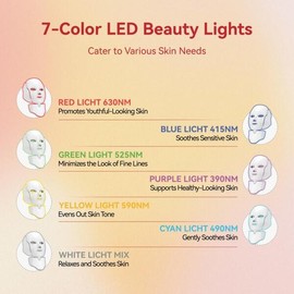 무선 7색 LED 페이스 넥 마스크 적외선 광자 피부 회춘 안티 수축 모공 리프팅 스파 [01 EU Plug] Wireless 7-Color LED Face Neck Mask Infrared Photon Skin Rejuvenation Anti-Pore Shrinking Lifting Spa [01 EU Plug]