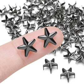 150Pack 10mm Studs for Clothing, Small Star Nailheads Rivets Metal Rivets Spike Stud Leather Rivets for Clothing Belt Bag Shoes Cap Wrist Bracelet Pet Collars DIY Leathercraft (Black)