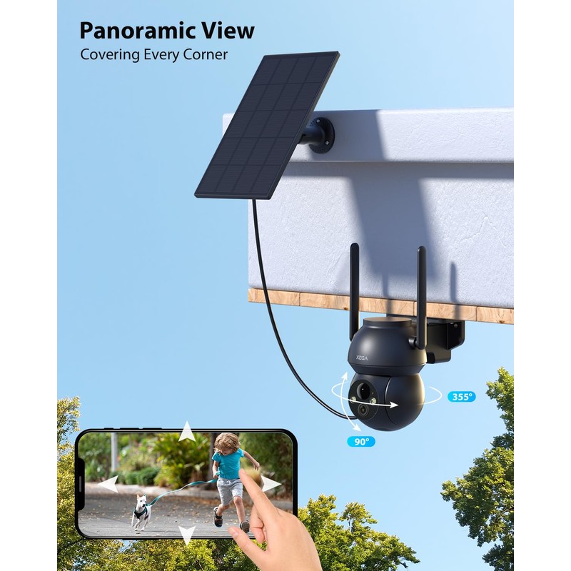 Xega Solar Surveillance Camera Outdoor Wireless 2K Super HD PTZ