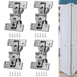 Pisman 180 Degree Adjustable Bifold Hinges, Folding Closet Door Hinges and Hareware for Bi Fold Doors and Woods (4)