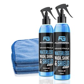 Flowgenix Flowgenix? Waterless Car Wash Spray - Grand Finale - Motorcycle Cleaner & Car Wax Spray Polish (8 oz) - Ceramic Coating - Incl. 2 Microfiber Towels - Quick Detailer Spray (2-Pack)