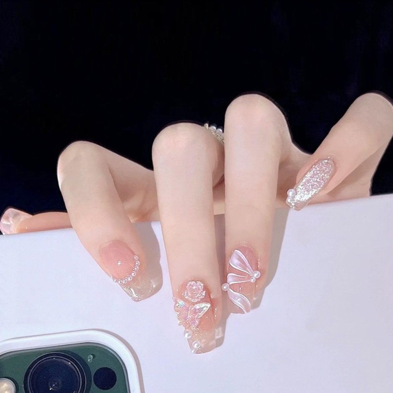 Nail Tips 24 Pcs Set Long False Nail 3D Glossy