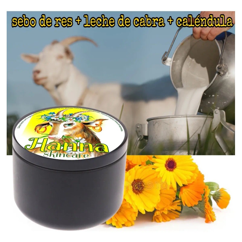 Crema Facial Sebo Bovino + Leche De Cabra + Calendula