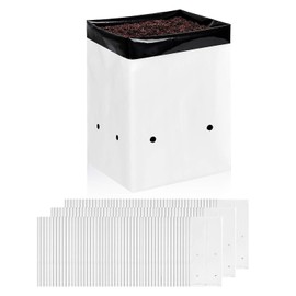 iPower 150-Pack 1 Gallon Grow Bags Black and White Panda Film Containers for Plants, Seedling and Rooting, Square Shape