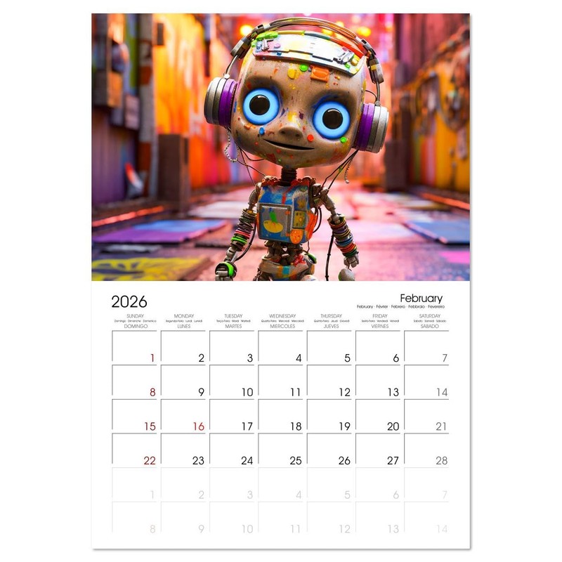 Robots - Future Humans (Monthly Wall Calendar 2026 11.7" x