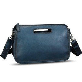 IVTG Genuine Leather Messenger Bag for Men Crossbody Shoulder Bag Satchel Casual Business Sling Handbag Purse (Blue)
