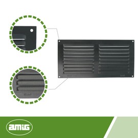 Amig - Rechteckiges Aluminiumgitter mit Insektenschutz | Lüftungsgitter für Luftauslass | Ideal für Decken in Küche und Bad | Maße 150 x 300 mm | Farbe Schwarz