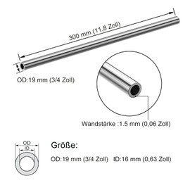 KWOKWEI Round Tube Stainless Steel Diameter 19 mm (3/4 Inch) Set of 2 Construction Tubes, Polished Stainless Steel Round Tube V2A Length 300 mm, Rustproof Stainless Steel Railing Tube Round Tube for