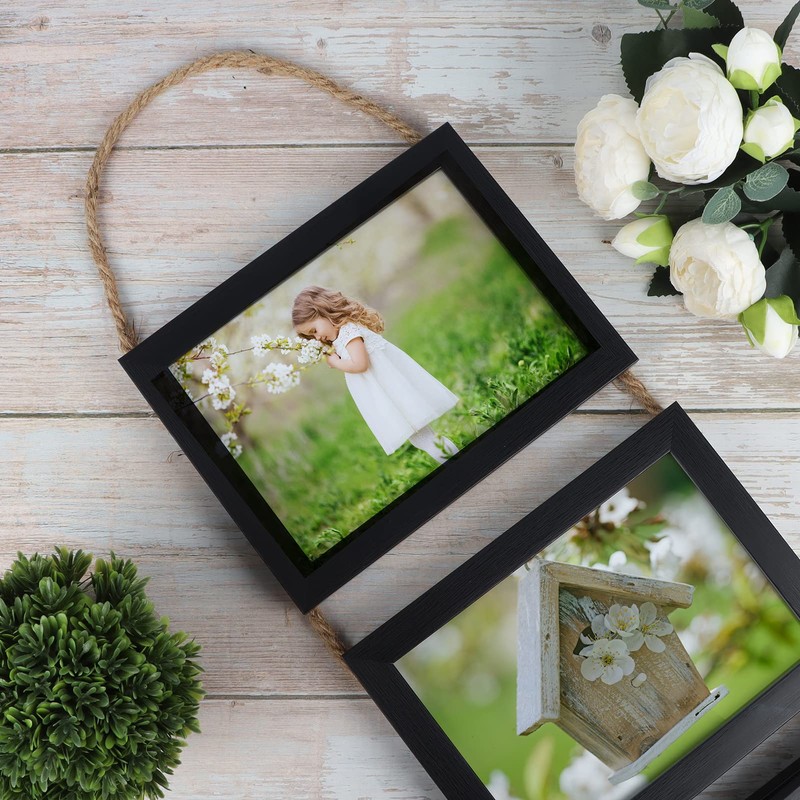 Lavezee 5x7 Hanging Collage Picture Frames Set of 2, Black