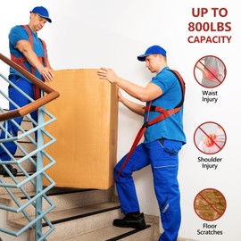KEDSUM Moving Straps, 2-Person Lifting & Moving System, Anti-Slip Adjustable Lifting Straps Moving for Furniture, Appliances, Mattresses, Heavy, Bulky Objects Up to 800lbs(with Back Support)