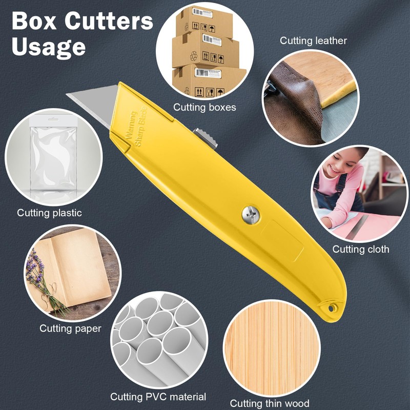 Lasnten 12 Pcs Box Cutter Bulk Retractable Utility Knife Heavy