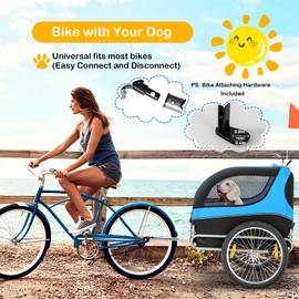 Dog Bicycle Trailer - HAPPAWS Pet Bike Trailer, Dog Carrier for Bike, Cargo Cycle Trailers Wagon Cart w/ 3 Doors, Shock-Absorbent Wheels, Safety Flag, Easy to Connect&Disconnect, Collapsible to Store