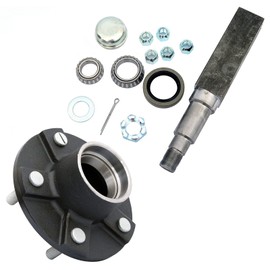 FKG Trailer Hub Spindle Kit 5 Bolt on 5" Bolt Circle Fit for 3,500 lb. axles with 1-3/8 Inch to 1-1/16 Inch Tapered Spindles