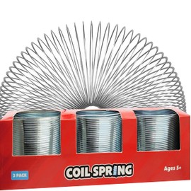 Silver Metal Coil Spring, Goody Bag Fillers, Party Favor for Kids, Variety of 2.4" (60mm) Individually Boxed (3-Pack)