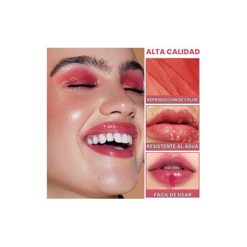 Set de 4 Brillos de Labios Hidratantes Nude, Gloss Líquido