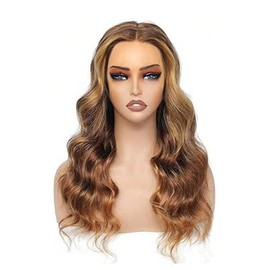 Tuheerst Body Wave Human Hair Wig Blonde Real Hair Wig Women's P427 Highlight 4x4 Lace Brazilian Real Hair Glueless Wear and Go Pre Bleached Knots with Baby Hair for Woman 28 Inches