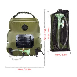 Portable Camping Solar Shower Bag, Foldable Outdoor Solar Heating Bag with On/Off Switch Shower Head Travel Hiking Shower Water Bag 20L Camouflage