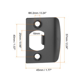 sourcing map 1 Set Door Strike Plate, 57mm x 45.0mm Stainless Steel Latch Deadbolt Replacement Lock Strike Plate for Door Frame Door Jamb Reinforcement, Black
