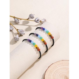 CrystalTears 7 Chakra Bracelet Women's 6 mm Beads Adjustable Bead Bracelet Healing Crystals Bracelet Reiki Healing Talisman Spiritual Gifts