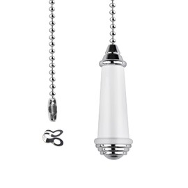 TXErfolg Light Pull Chain Extension with Ball Chain 85cm Length 8cm Bathroom Light Pull Cord Handle Chrome Light Pull Chain for Bathroom Toilet Light Ceiling Light Fan Switch(White)