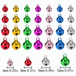 HAIKING Christmas Jingle Bells, 80 PCS Random Color Mini Christmas Craft Bells for Christmas, Party, Festival, Home Decoration (4 Sizes)
