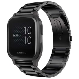YOUkei Compatible with Garmin Venu Sq 2 bands, Stainless Steel Metal Replacement Strap Bracelet Compatible with Garmin Venu Sq Smartwatch/Venu Sq 2 / Venu 2 Plus Smartwatch 2022 (Black)