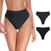 RELLECIGA Women's Black High Waisted High Cut Thong Bikini Bottom