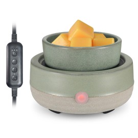 Candle Wax Melt Warmer with Timer Ceramic Electric Wax Melt 4-in-1 Oil Burner Adjusting Temperature Fits Yankee Large Jar Scented Candle for Home Decor Birthday Gifts for Women Mom Grandma Girls Green