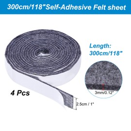 uxcell 4pcs Self-Adhesive Felt Sheets 120x1 Inch Non-Slip Adhesive Backed Felt Furniture Pads for DIY Arts and Crafts, Protecting Furniture, Tablecloths and Mats, Grey