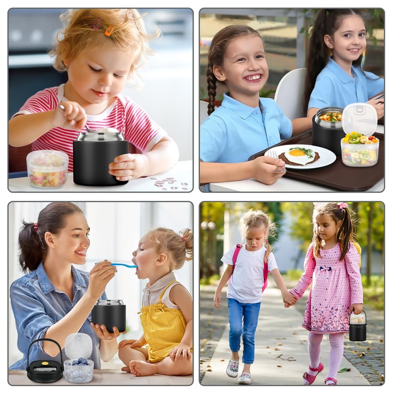 15oz Soup Thermo with Snack Containers for Kids, Wide Mouth