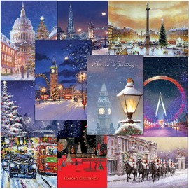 Olivia Samuel Pack of 10 Premium London Christmas Cards from A5 Standard Size with Peel and Seal Envelopes