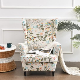 MINGPINHUIUS Wingback Chair Cover Sofa Slipcover - Stretch Polyester Wingback Armchair Covers Super Soft Furniture Protector Couch for Living Room Machine Washable/Skid Resistance