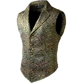VATPAVE Men's Victorian Steampunk Gothic Vest, multicoloured