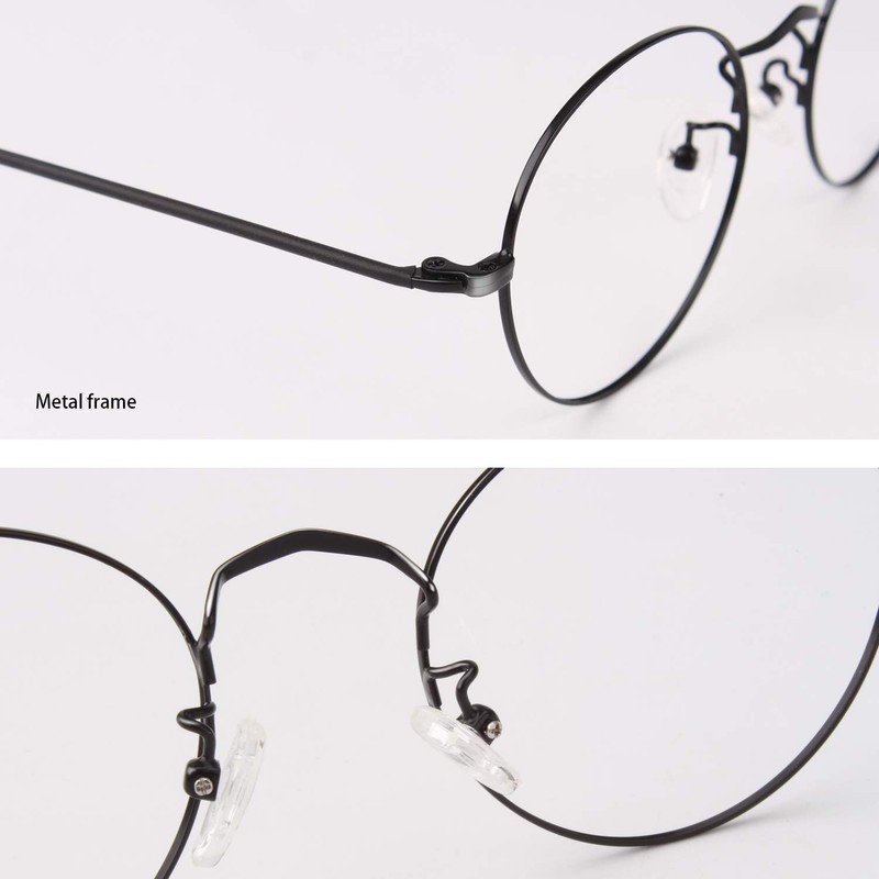 CGID Round Fake Glasses for Men Women Glasses Frame Metal